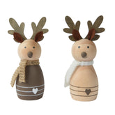 Decoris Poplar Wooden Deer Figure 15cm - 2 Assorted,